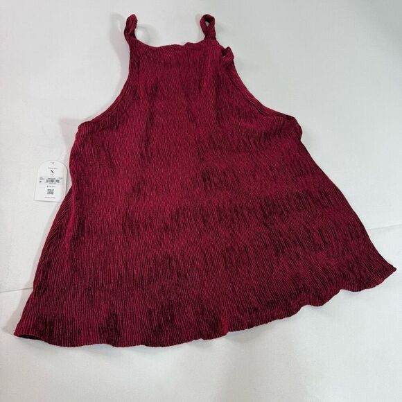 Arula Mini Jumper Dress Women XL Red Burgundy Velvet Textured New Preppy Boho - Picture 10 of 11